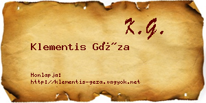 Klementis Géza névjegykártya